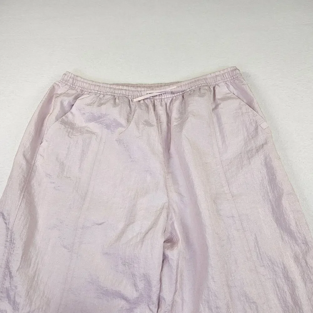 Athleta Girl Daybreak Jogger XL 14 Pink Athleisure Mesh Lined Crinkle Nylon Pant